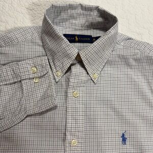Polo Ralph Lauren Button Down Shirt Mens Size M (15 32-33) Blue White Checkered